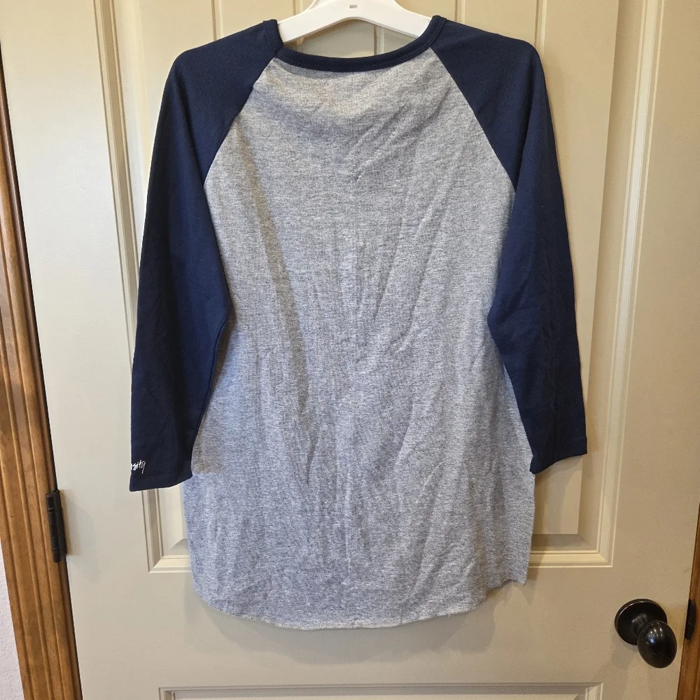 NWT Intensity by Soffe Fastpitch Heathered Baseball Tee - Navy/Gray Medium - Picture 8 of 9